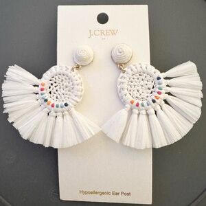 J. Crew White and Multicolor Tassel Earrings